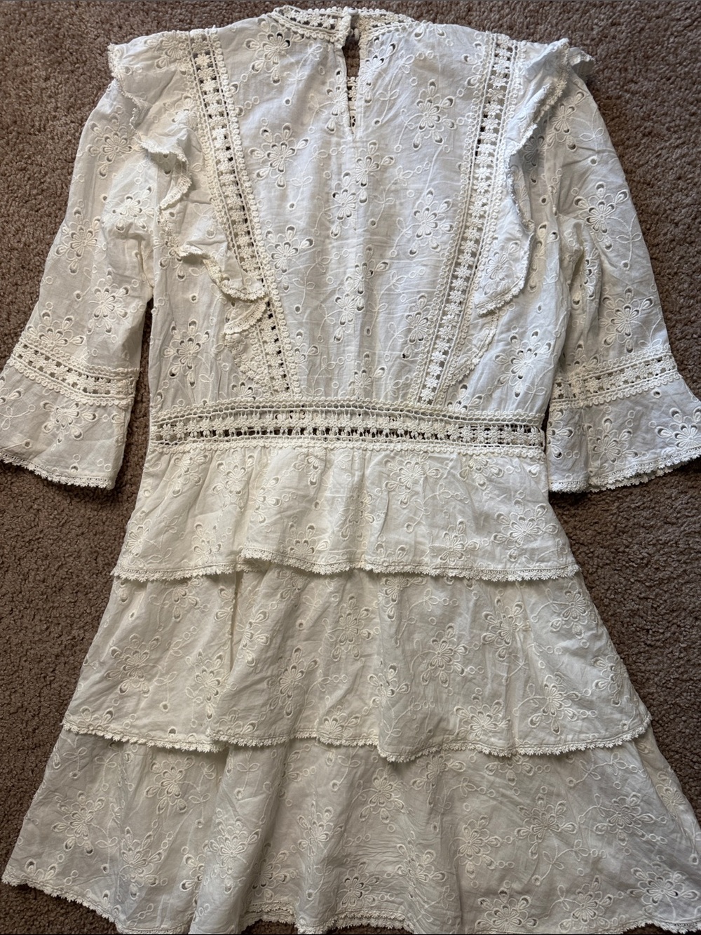 The Kooples White Eyelet Lace Tiered Ruffle Dress - Picture 3 of 4